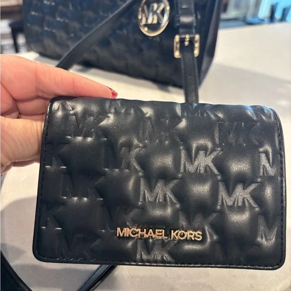 Michael Kors Black Embossed Shoulder Bag Set - Picture 4 of 5